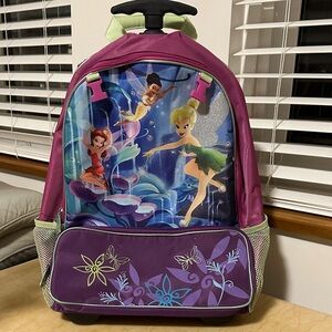 Disney Purple and Green Kids Backpack with Tinkerbell Design